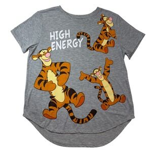 Disney Tigger Graphic T-Shirt Women XXL Heather Grey High Energy Curved Hem Tee